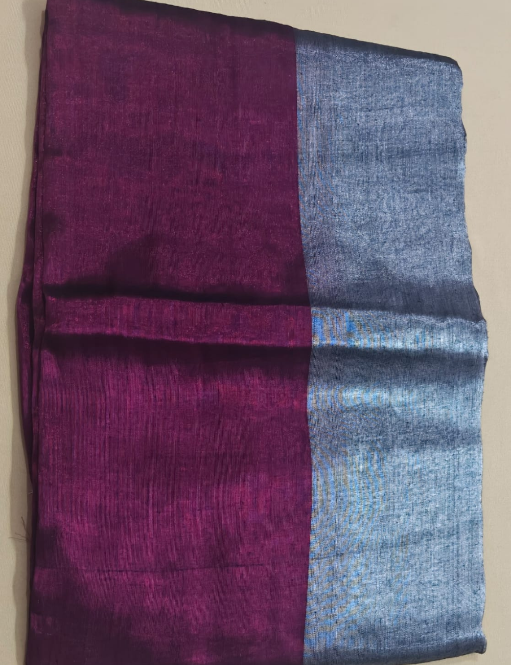 Elegant Silver Grey & Maroon Dual-Tone Sari