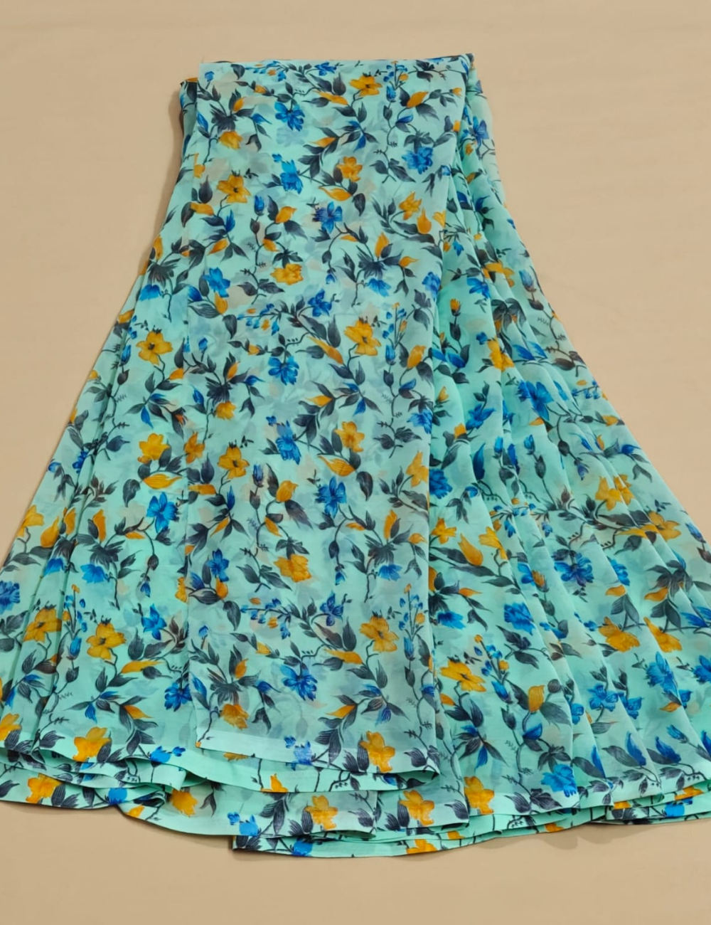 Elegant Aqua Blue Floral Printed Lightweight Saree