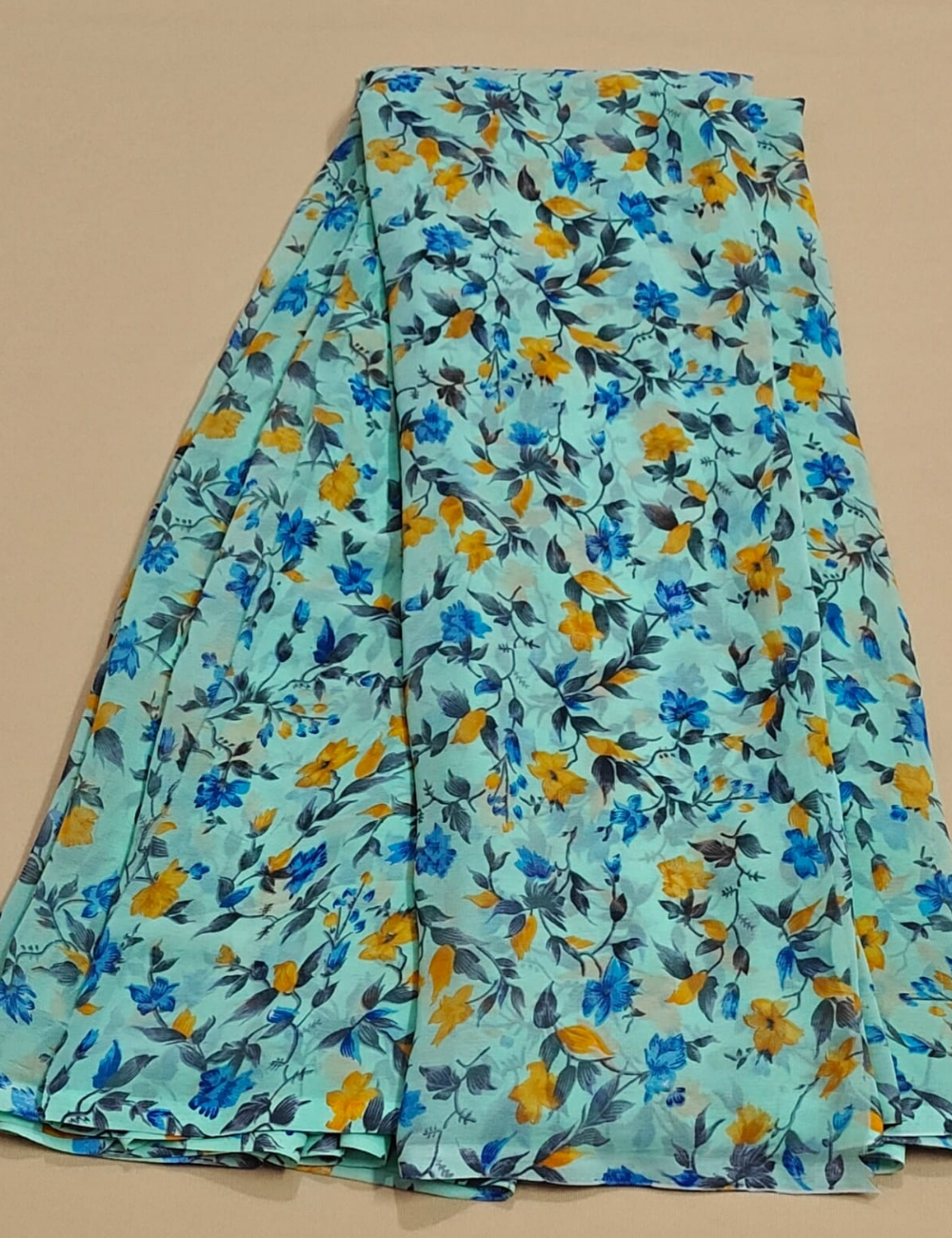 Elegant Aqua Blue Floral Printed Lightweight Saree