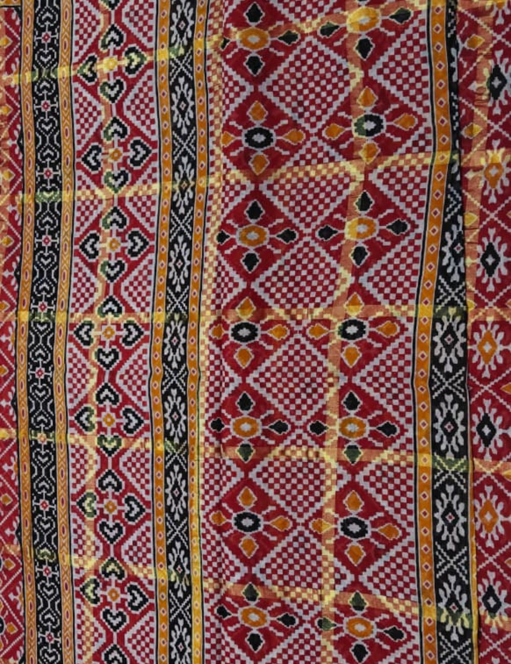 Elegant Maroon Geometric Printed Sari with Golden Border