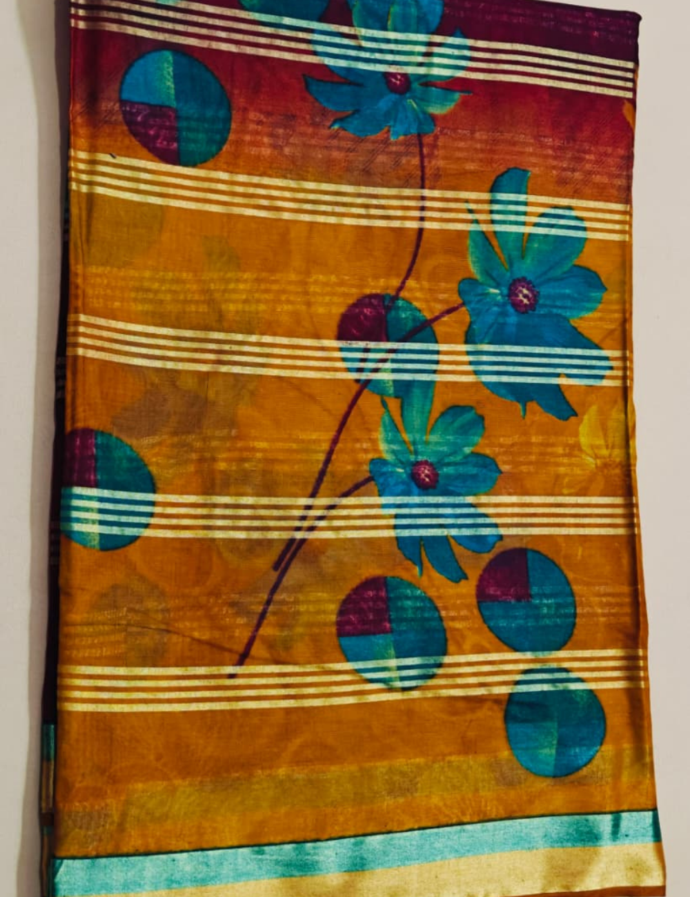 Elegant Wine Purple Floral Border Sari with Golden Zari